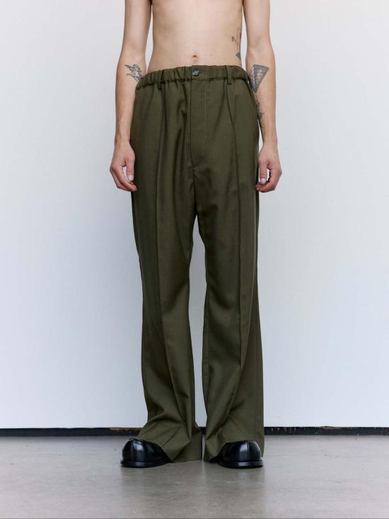  마르니 스트레이트 팬츠 딥 세이지 트로피컬 울 플리츠 팬츠