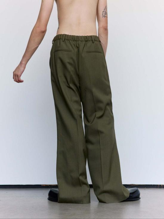  마르니 스트레이트 팬츠 딥 세이지 트로피컬 울 플리츠 팬츠 - MARNI