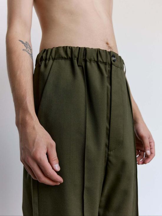  마르니 스트레이트 팬츠 딥 세이지 트로피컬 울 플리츠 팬츠 - MARNI