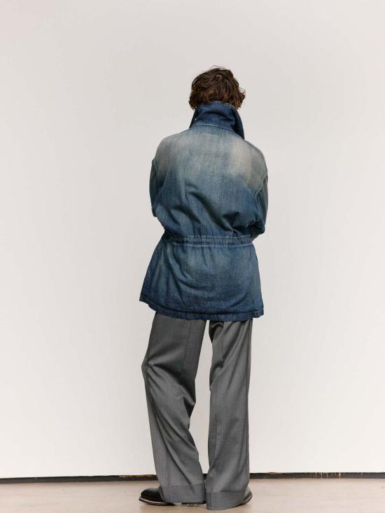  MM6 메종마르지엘라 스트레이트 팬츠 Mm6 메종 마르지엘라 그레이 울 인사이드 아웃 플리츠 팬츠 - MM6 MAISON MARGIELA