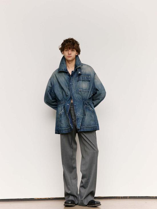  MM6 메종마르지엘라 스트레이트 팬츠 Mm6 메종 마르지엘라 그레이 울 인사이드 아웃 플리츠 팬츠 - MM6 MAISON MARGIELA