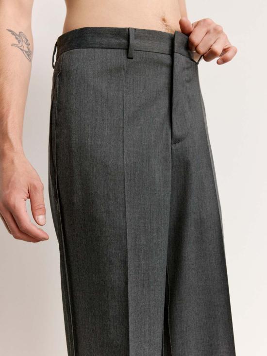  MM6 메종마르지엘라 스트레이트 팬츠 Mm6 메종 마르지엘라 그레이 울 인사이드 아웃 플리츠 팬츠 - MM6 MAISON MARGIELA