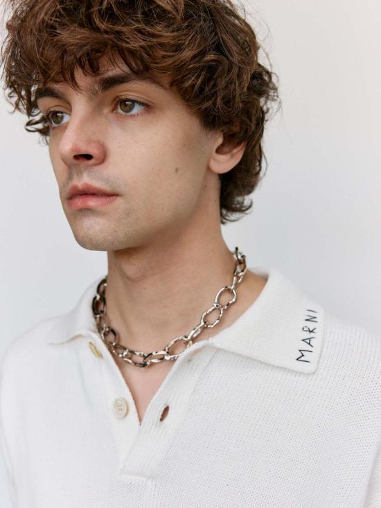  마르니 폴로 티셔츠 릴리 화이트 코튼 디셰블드 폴로 - MARNI