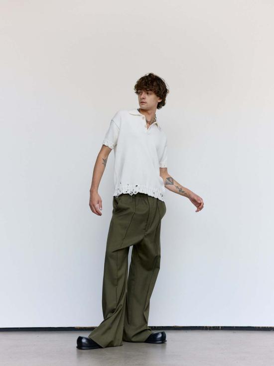  마르니 폴로 티셔츠 릴리 화이트 코튼 디셰블드 폴로 - MARNI