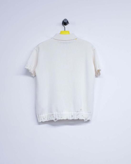  마르니 폴로 티셔츠 릴리 화이트 코튼 디셰블드 폴로 - MARNI