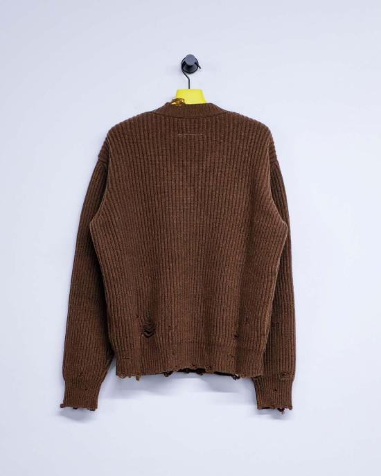  MM6 메종마르지엘라 스웨터 Mm6 메종 마르지엘라 디스트레스드 V넥 - MM6 MAISON MARGIELA