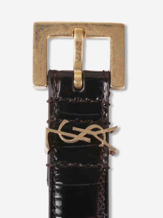 25SS 생로랑 카산드라 씬 스퀘어 버클 벨트  554465AACUZ2053 BLACK DOM - SAINT LAURENT