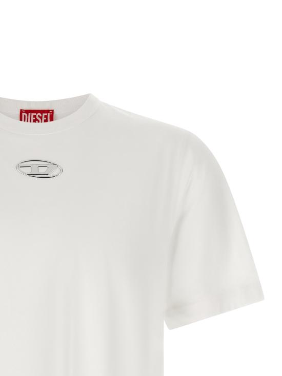 26FW 디젤 T-어드저스트-Od 메탈릭 오발 D 티셔츠 A178800CLBR100 White - DIESEL