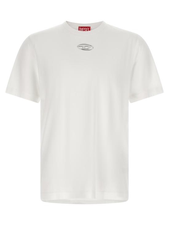 26FW 디젤 T-어드저스트-Od 메탈릭 오발 D 티셔츠 A178800CLBR100 White