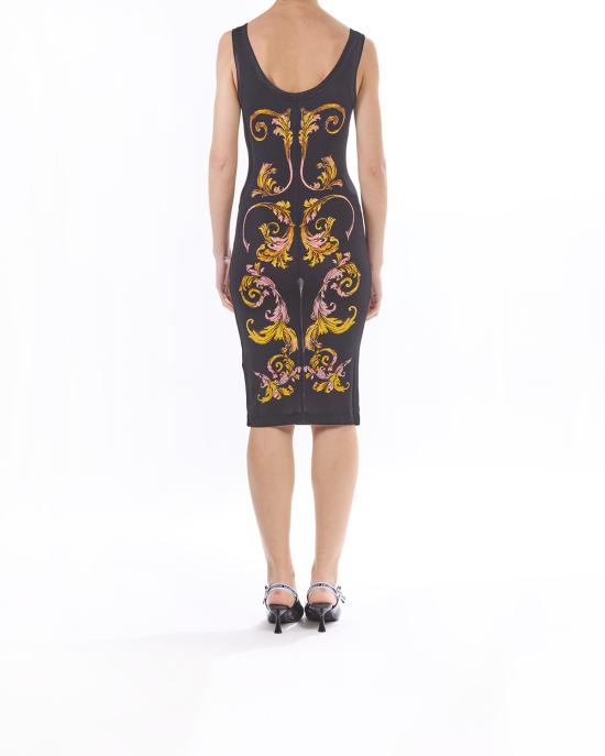 25SS 베르사체 미디 원피스 78HAO9P6 JS473 G89 NERO MULTI - VERSACE