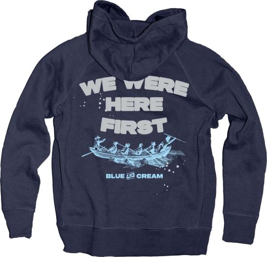  [키즈] 블루&크림 풀오버 키즈  사그 하버 웨일러스 후드 티셔츠 - BLUE&CREAM