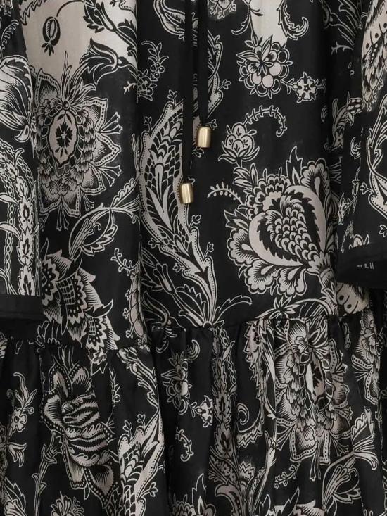 25FW 짐머만 숏 원피스 3420DSS251 CREAM BLACK FLORAL - ZIMMERMANN