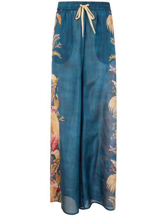 25FW 짐머만 스트레이트 팬츠 3575PSS253 DARK BLUE PALM FLORAL - ZIMMERMANN