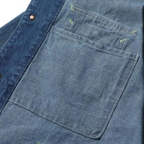  슈가케인 데님 자켓 Sc15708 11온스 블루 데님 워크 코트 에이지드 모델 코트 - SUGAR CANE