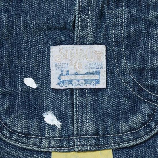  슈가케인 데님 자켓 Sc15708 11온스 블루 데님 워크 코트 에이지드 모델 코트 - SUGAR CANE