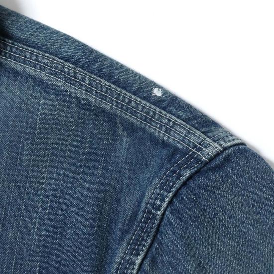  슈가케인 데님 자켓 Sc15708 11온스 블루 데님 워크 코트 에이지드 모델 코트 - SUGAR CANE