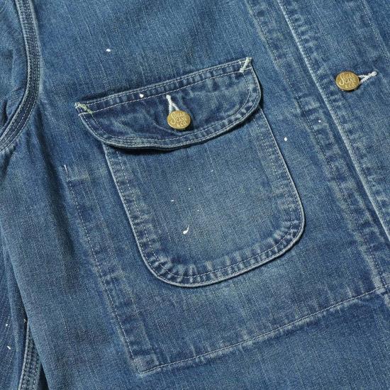  슈가케인 데님 자켓 Sc15708 11온스 블루 데님 워크 코트 에이지드 모델 코트 - SUGAR CANE