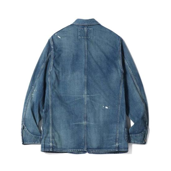  슈가케인 데님 자켓 Sc15708 11온스 블루 데님 워크 코트 에이지드 모델 코트 - SUGAR CANE