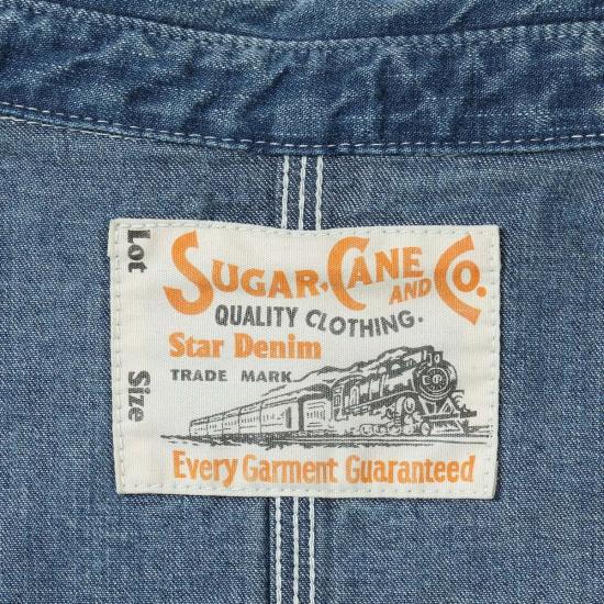  슈가케인 데님 자켓 Sc15708 11온스 블루 데님 워크 코트 에이지드 모델 코트 - SUGAR CANE
