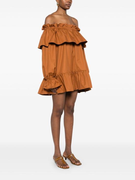  생로랑 숏 원피스 820312 Y3A992498 BROWN - SAINT LAURENT