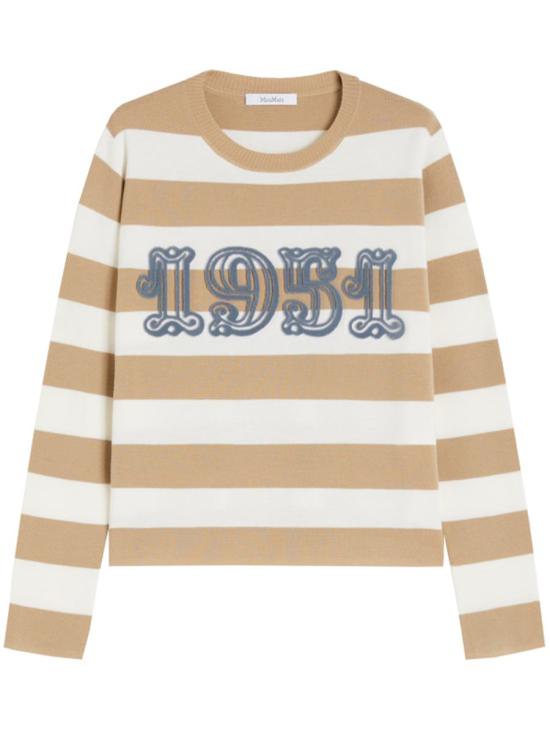 25FW 막스마라 VITERBO 버진울 스웨터  2521366091600 008 RIGA 5X5 BIANCA E POMICE 1951 AZZURRO MULTICOLOUR