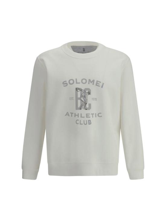 25FW 브루넬로 쿠치넬리 테크노 코튼 프렌치 테리 프린트 스웨트셔츠 MW8633380G C7220 WHITE