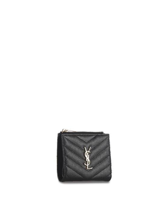 25FW 생로랑 그랑 드 뿌드르 엠보스드 레더 모노그램 2단 지갑 575879BOW011000 BLACK - SAINT LAURENT
