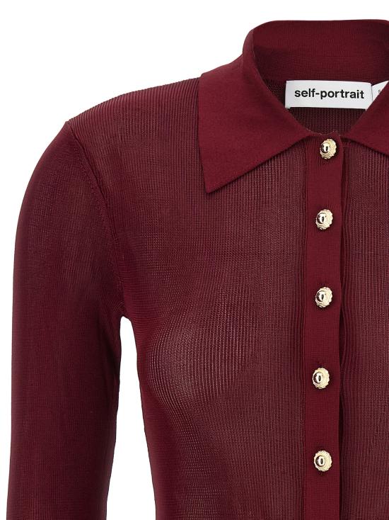 25FW 셀프 포트레이트 바디수트 티셔츠 PF25113TBUBURGUNDY - SELF PORTRAIT