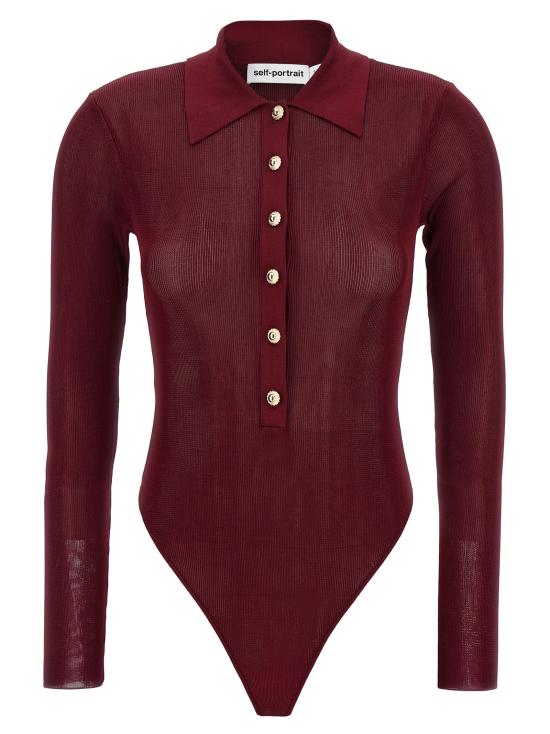 25FW 셀프 포트레이트 바디수트 티셔츠 PF25113TBUBURGUNDY