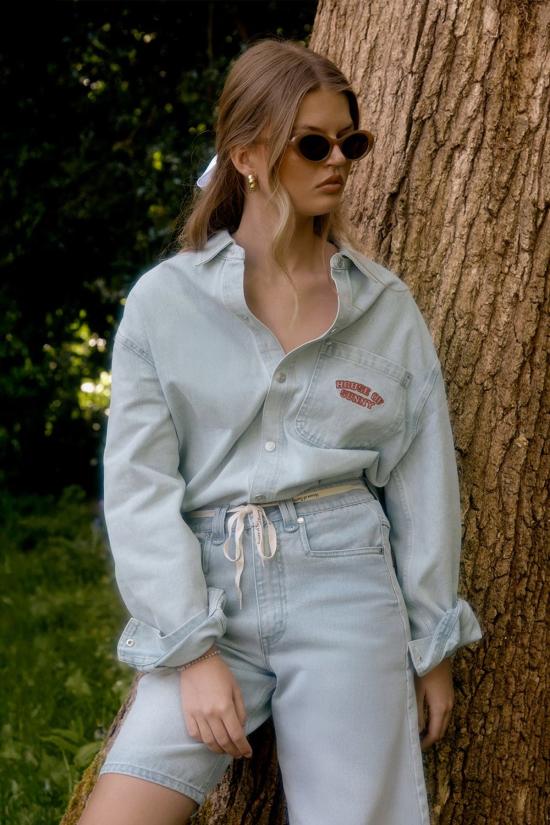  하우스오브써니 데님 숏팬츠 하우스 오브 서니 선다운 데님 반바지 라이트 브리즈 워시 - HOUSE OF SUNNY