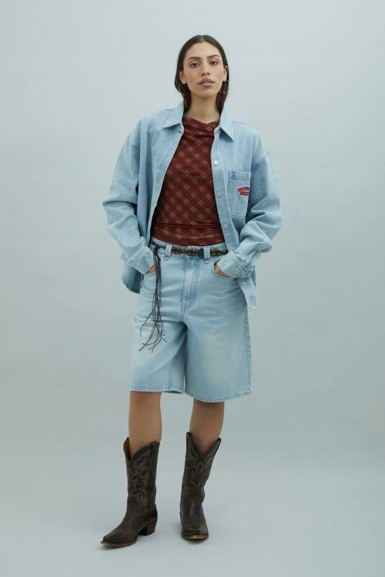  하우스오브써니 데님 숏팬츠 하우스 오브 서니 선다운 데님 반바지 라이트 브리즈 워시 - HOUSE OF SUNNY