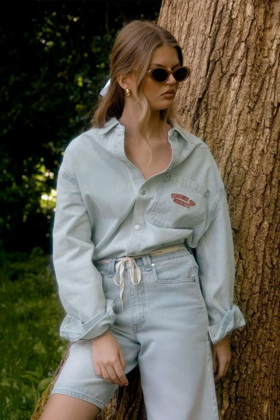  하우스오브써니 데님 숏팬츠 하우스 오브 서니 선다운 데님 반바지 라이트 브리즈 워시 - HOUSE OF SUNNY