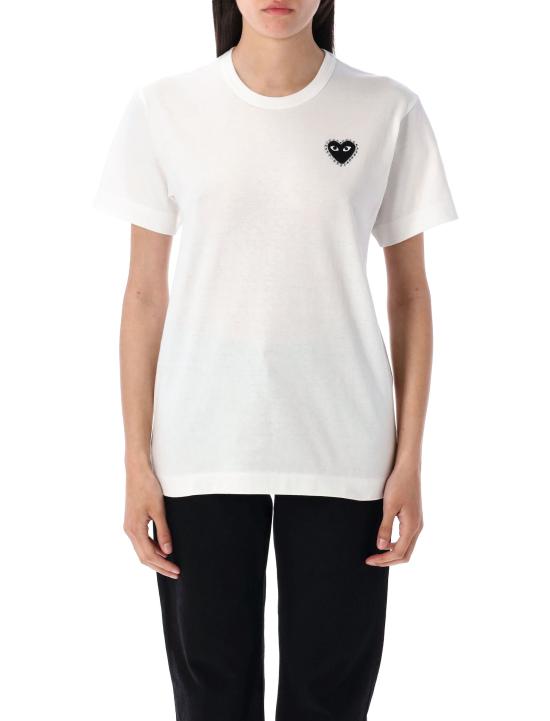 25SS 꼼데가르송 반팔 티셔츠 AX T801 051 1 WHITE BLACK DOM