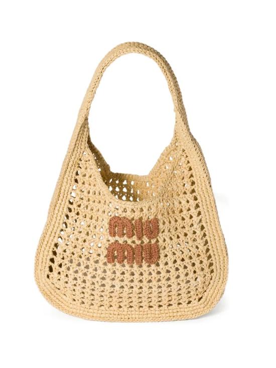 26FW 미우미우 로고 크로셰 토트백 5BC164VOOOADO1 F0A5T - MIU MIU