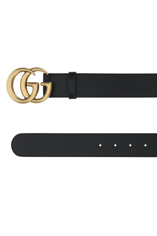 26SS 구찌 레더 벨트 더블 G 버클 400593AP00T 1000 Black - GUCCI