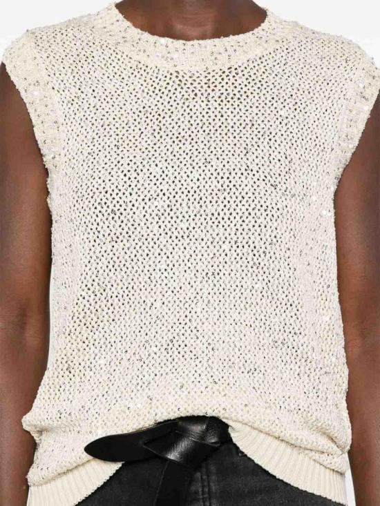 26FW 골든구스 시퀸 메쉬 니트 탑 GWP01922P00169111560 Yellow - GOLDEN GOOSE