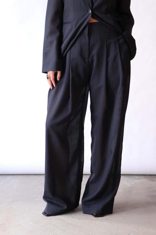  티더블유피 스트레이트 팬츠 Twp Carrie의 울 보일 팬츠 미드나잇/화이트 - TWP