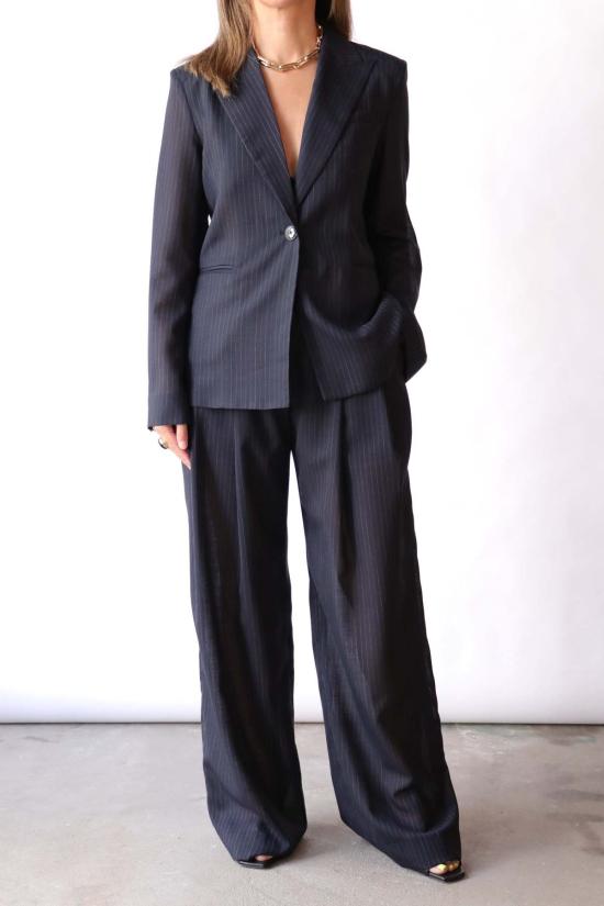  티더블유피 스트레이트 팬츠 Twp Carrie의 울 보일 팬츠 미드나잇/화이트 - TWP