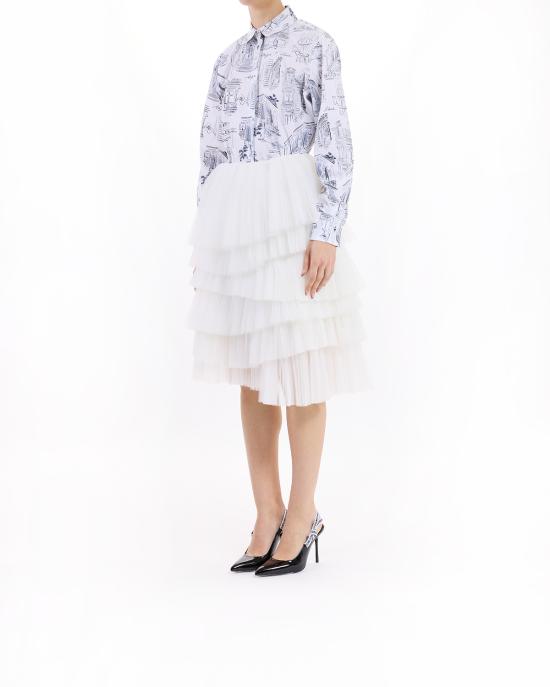 25SS 칼라거펠트 미디 스커트 A2W12026 100 BIANCO - KARL LAGERFELD