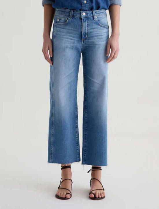  아드리아노 골드슈미드 데님 팬츠 Ag Jeans Saige 와이드 레그 크롭 패널 진