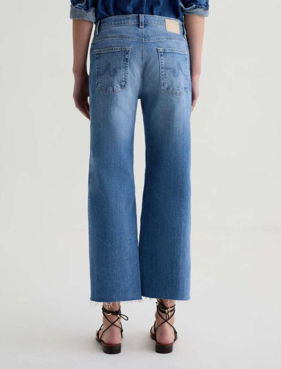  아드리아노 골드슈미드 데님 팬츠 Ag Jeans Saige 와이드 레그 크롭 패널 진 - ADRIANO GOLDSCHMIED