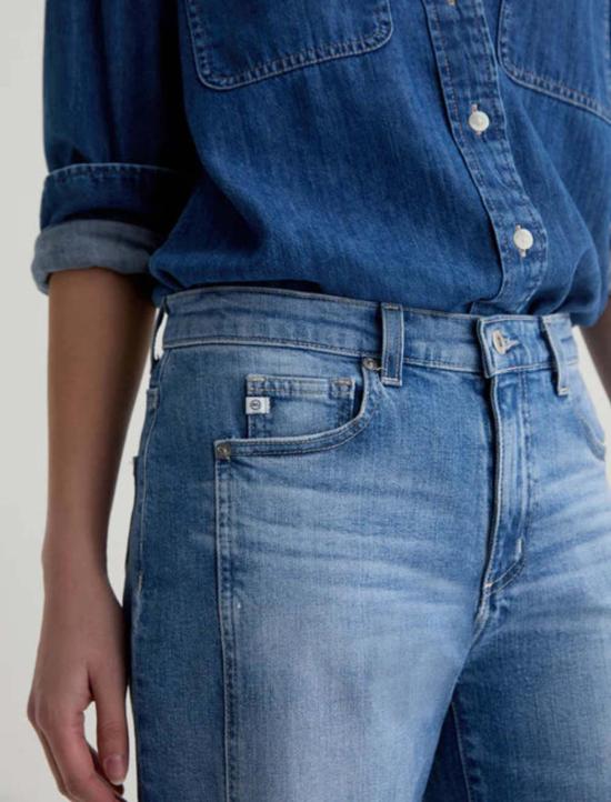  아드리아노 골드슈미드 데님 팬츠 Ag Jeans Saige 와이드 레그 크롭 패널 진 - ADRIANO GOLDSCHMIED