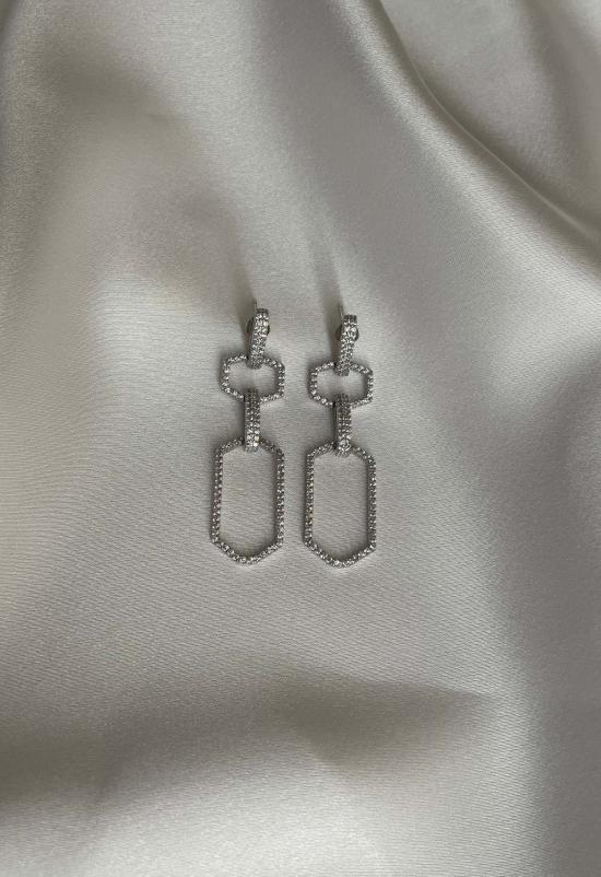 더 엔케이씨 스토어 이어링 Nkc Store Dangle Crystal Linked Earrings Silver
