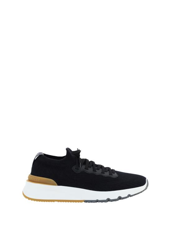 26FW 브루넬로 쿠치넬리 코튼 니트 세미 폴리쉬드 카프스킨 러너 MZUPMBO252 CIK10 BLACK