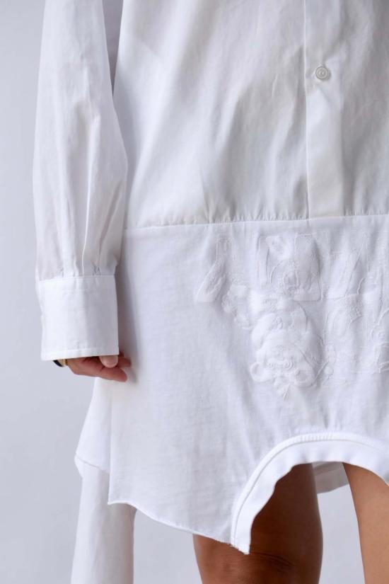  MM6 메종마르지엘라 미디 원피스 Mm6 메종 마르지엘라 코튼 팝린 셔츠 드레스 화이트 - MM6 MAISON MARGIELA