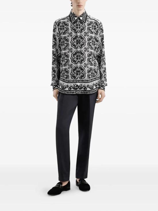 25FW 돌체앤가바나 긴팔 셔츠 G5MM4T HI1Y5 IU3TN MAIOLICA 3 NERO - DOLCE & GABBANA