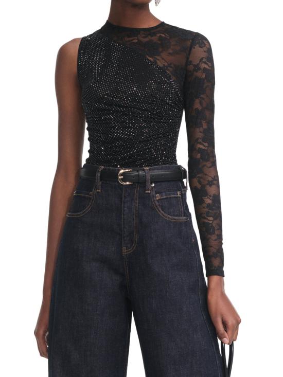 25FW 셀프 포트레이트 긴팔 티셔츠 PF25100TB BLACK - SELF PORTRAIT