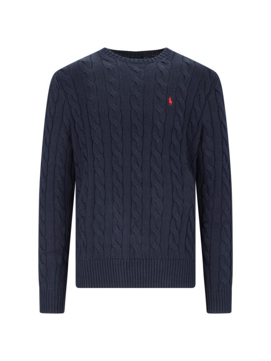25FW 폴로 랄프로렌 로고 자수 케이블 니트 스웨터 710 775885 001 Blue