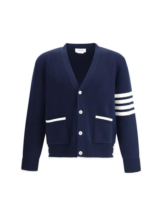 25FW 톰브라운 4바 밀라노 스티치 브이넥 메리노 울 가디건  MKC608AY1029 415 BLUE