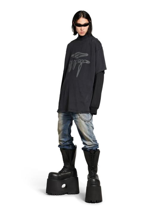 25SS 발렌시아가 반팔 셔츠 787349TRVS8 1013Faded Wa Black - BALENCIAGA